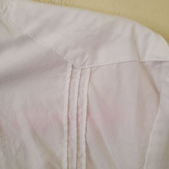 Calvin Klein Vintage White Cotton Blouse Unique Lace Up Cuffs Size XL - Picture 4 of 6